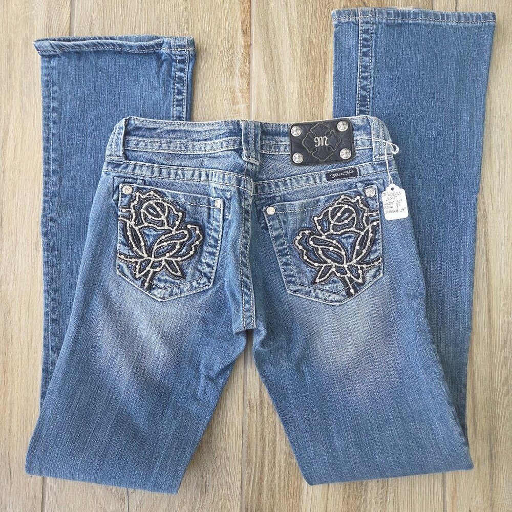 Miss Me Crystal Rose Bootcut Jeans - Style #JP6080B